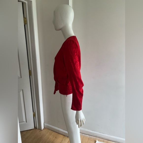 Ronny Kobo Womens Red Crew Neck Draped Open Back Silk Monet Top Size M - Picture 4 of 9